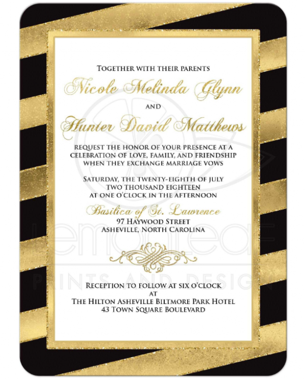 Desain Undangan Dengan Garis Garis Emas Yang Berkilauan